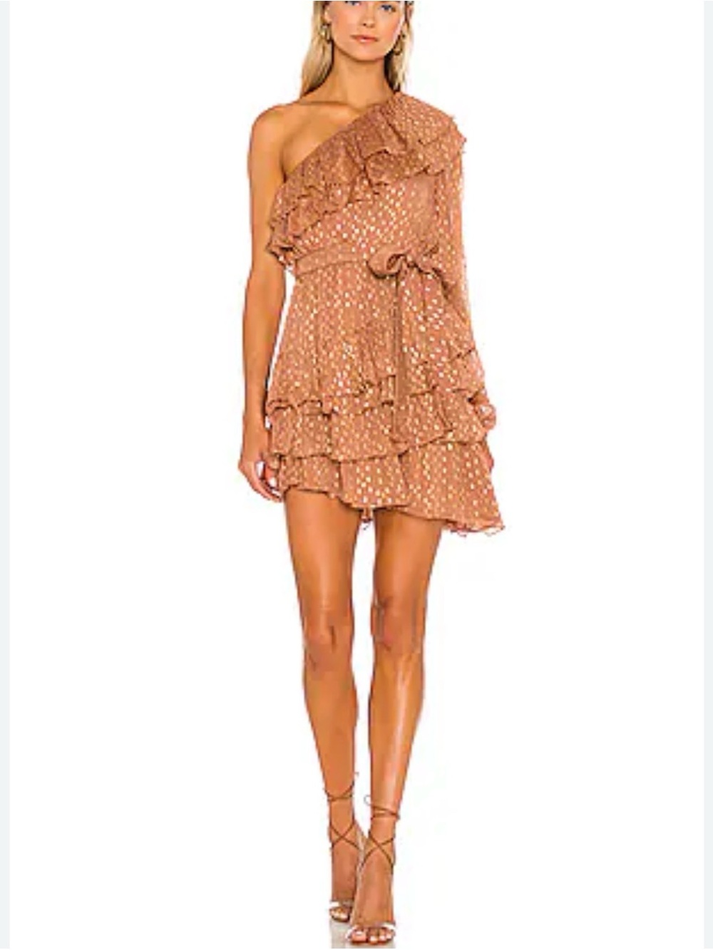 Rococo Sand Aine One-Shoulder Belted Mini Dress